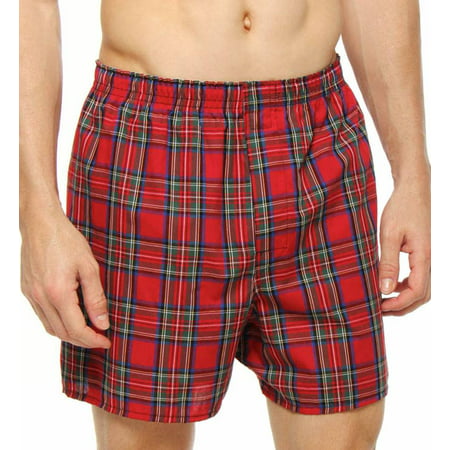 Fashion Plaid, XX-Large 44-46 Waist Hanes Red Label Mens Woven Exposed Waistband Boxers 